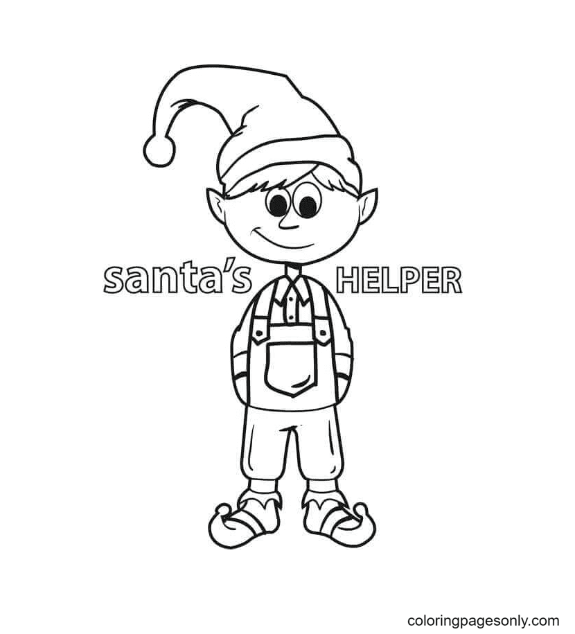 Santa’s Helper Elf Coloring Page