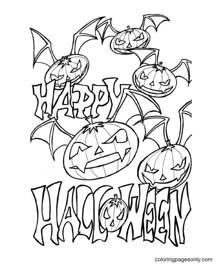 Scary Bat Pumpkin For Halloween Coloring Pages Halloween Bats 