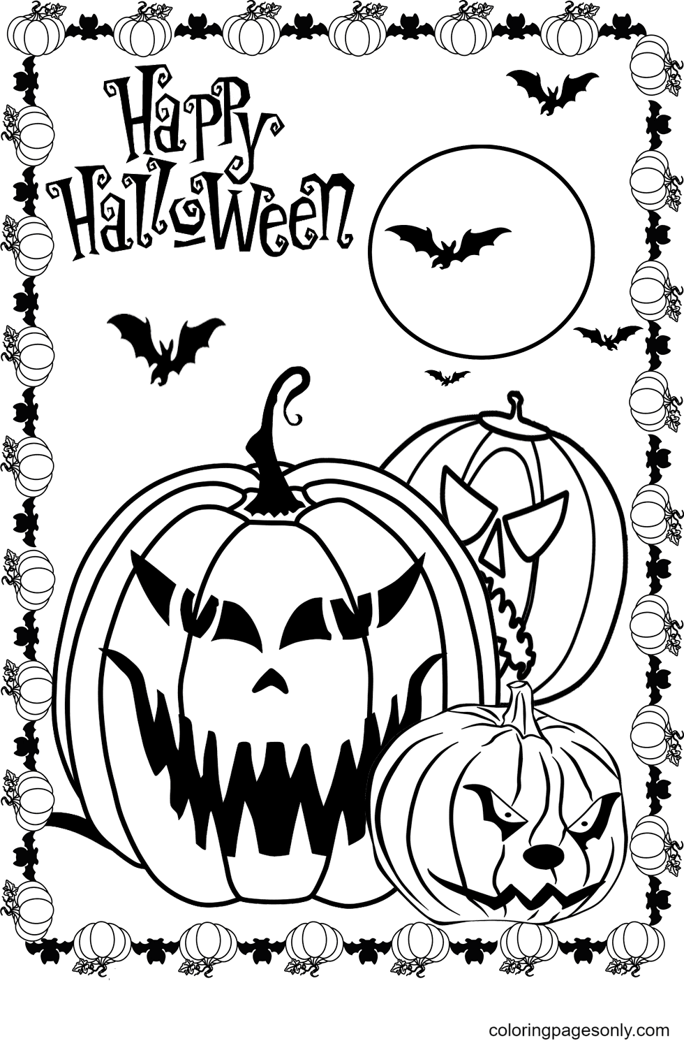 Scary Halloween Pumpkin Coloring Pages