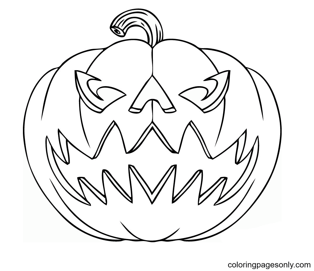 Scary Jack o’ Lantern Halloween Coloring Page