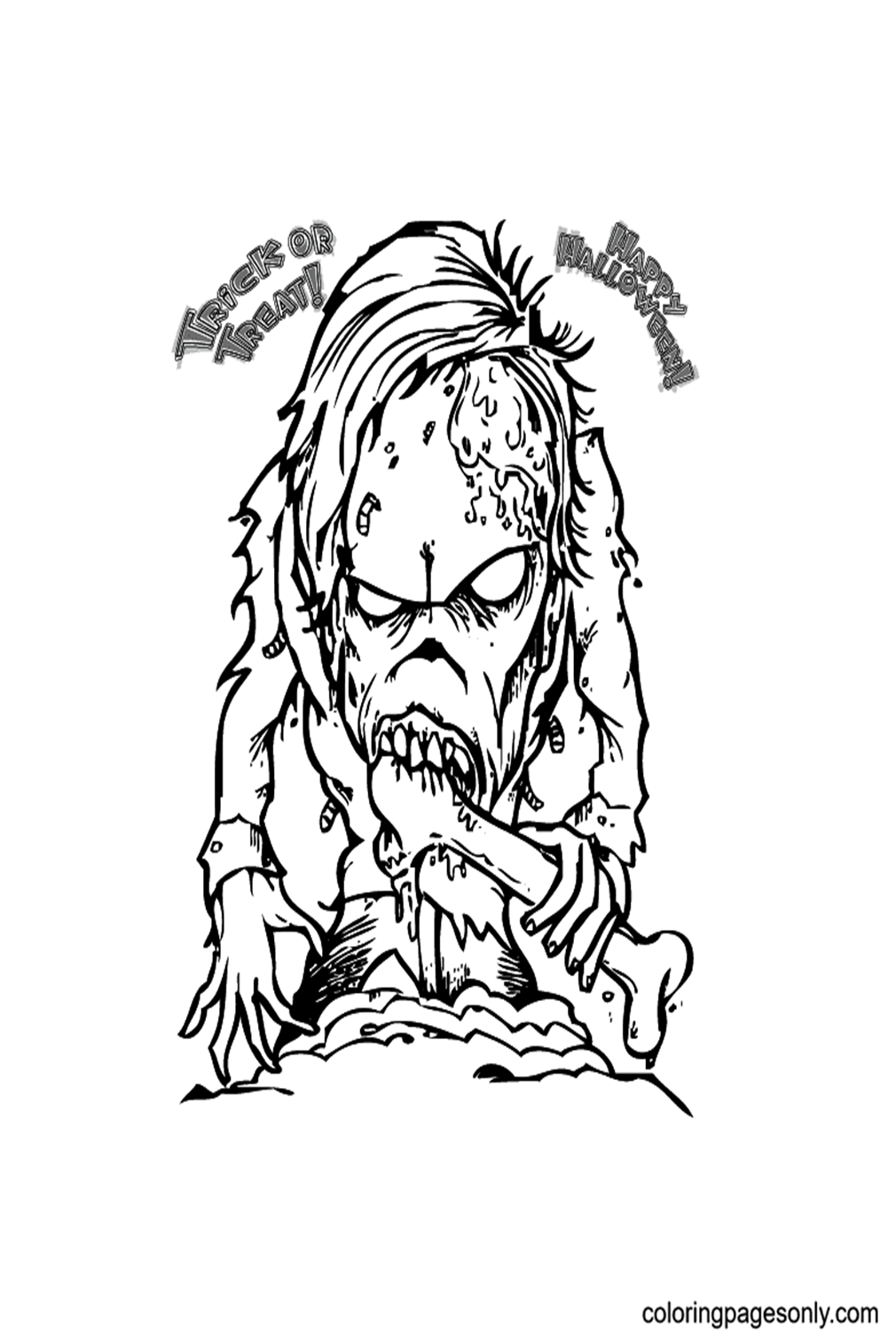 Scary Monster on Halloween Coloring Pages