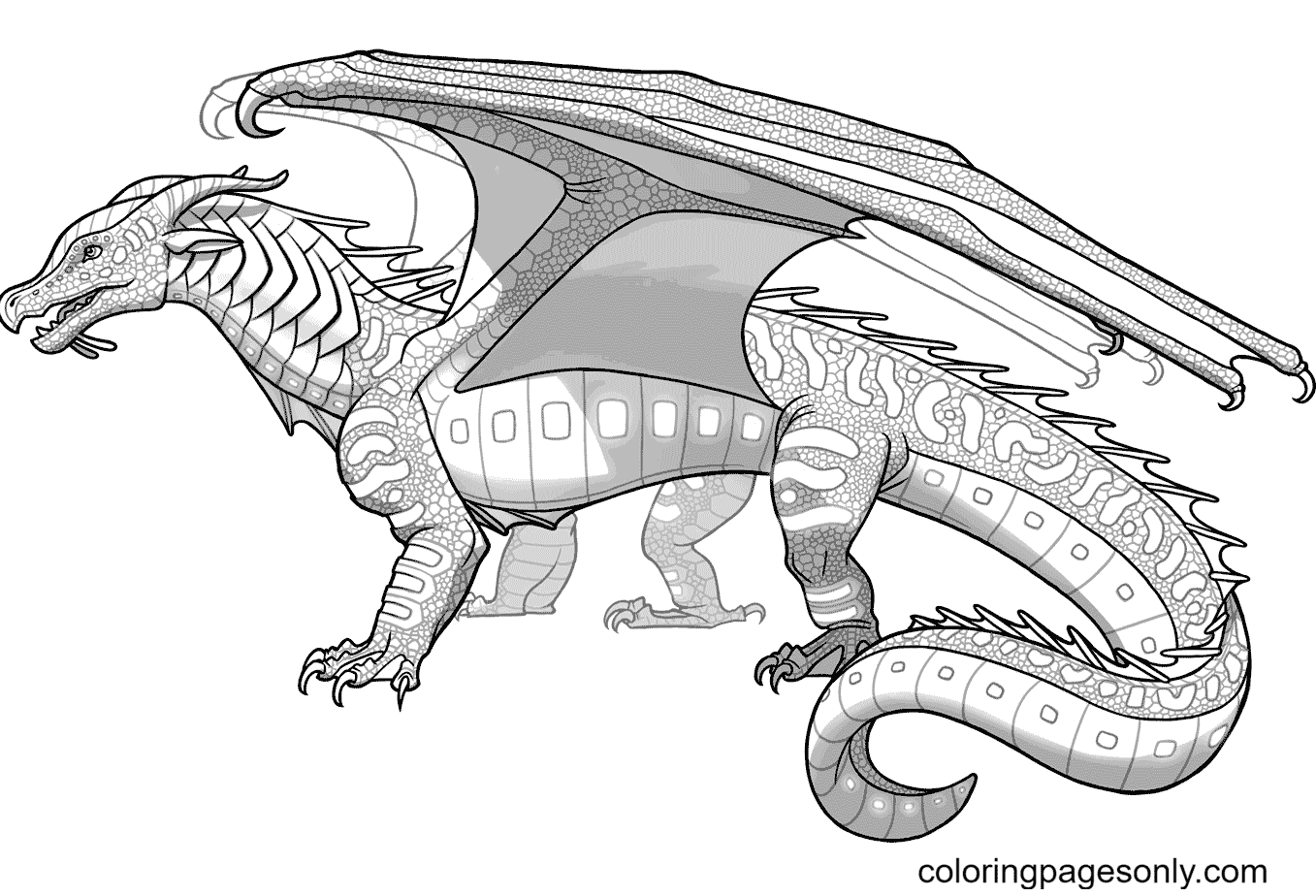 Seawings Dragon from Wings of Fire Coloring Page