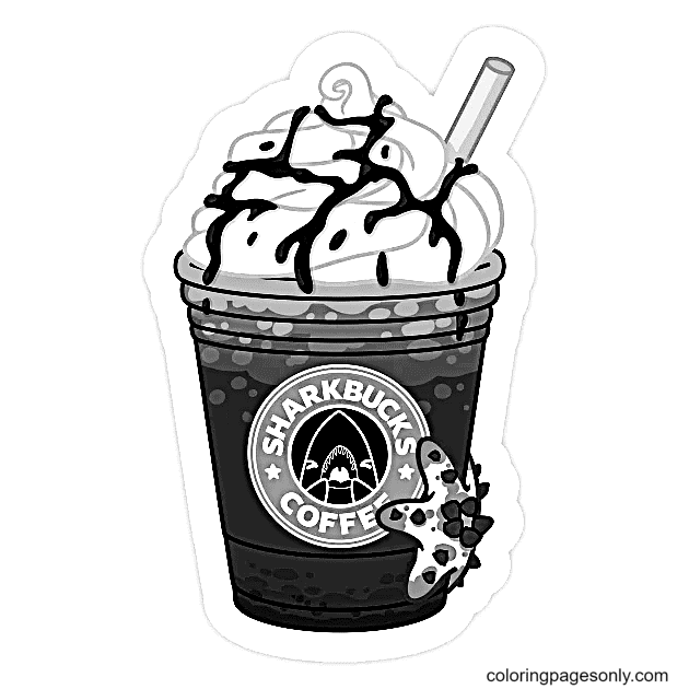 Sharkbucks Frappucino Chocolate Coloring Pages