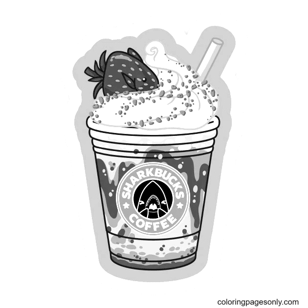 Sharkbucks Frappucino Strawberry Coloring Pages