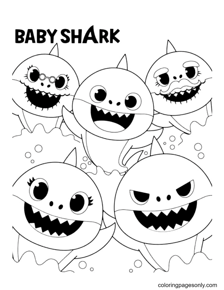 Sharks from a children’s song Coloring Page