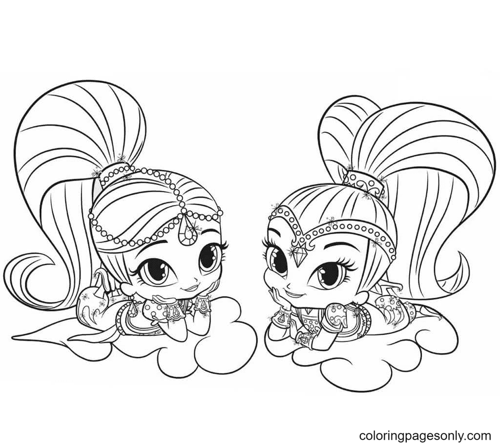 Shimmer and Shine Inseparable Coloring Pages