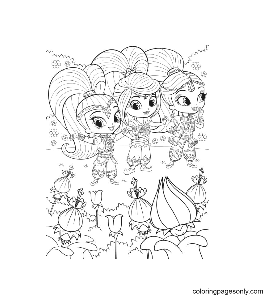 Shimmer And Shine With Leah In A Fairy Land Coloring Pages Shimmer And Shine Coloring Pages Coloring Pages For Kids And Adults
