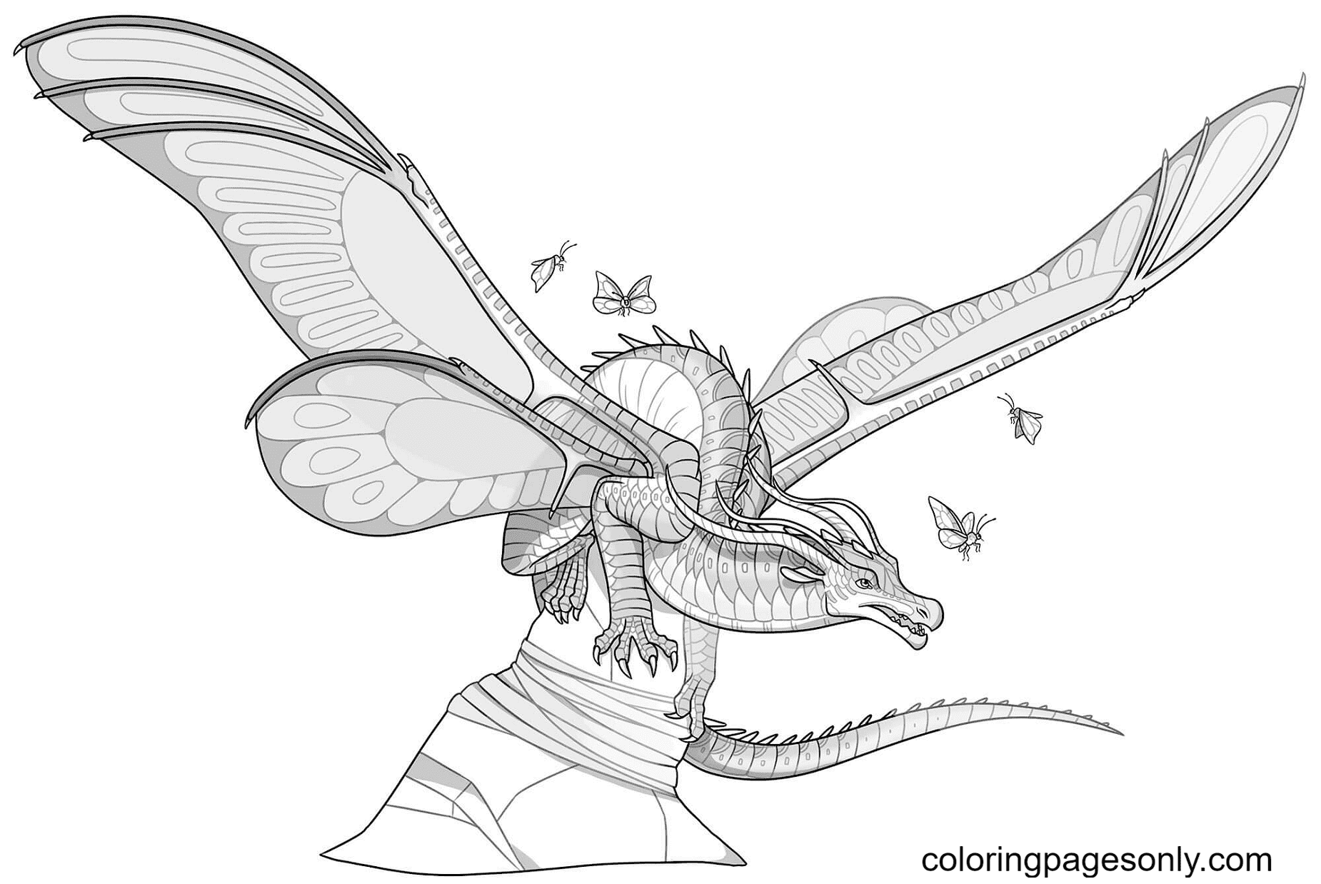 Dragon à ailes de soie avec des papillons de Wings Of Fire