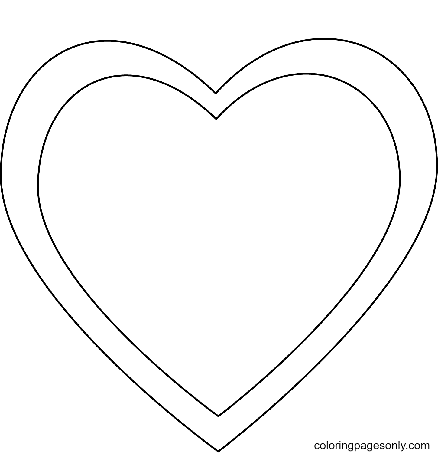 Página para colorir de coração simples