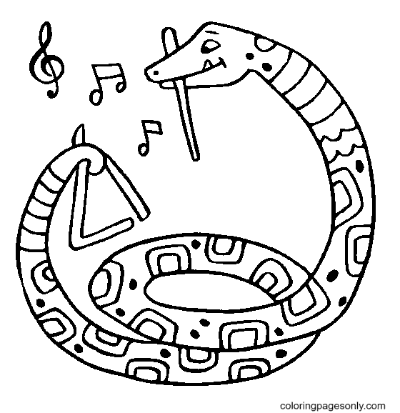 Snake Play Music Coloring Page