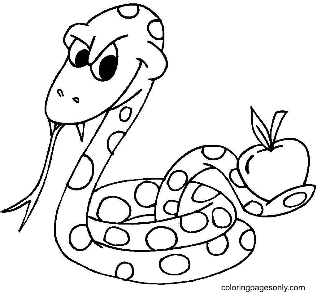 Desenho de Serpente e maçã pintado e colorido por Luisatrigo o dia 01 de  Julho do 2014