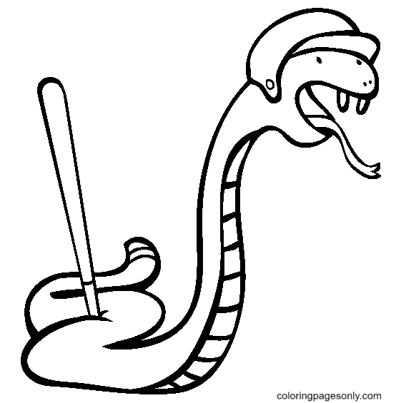 Snake play Baseball Coloring Page