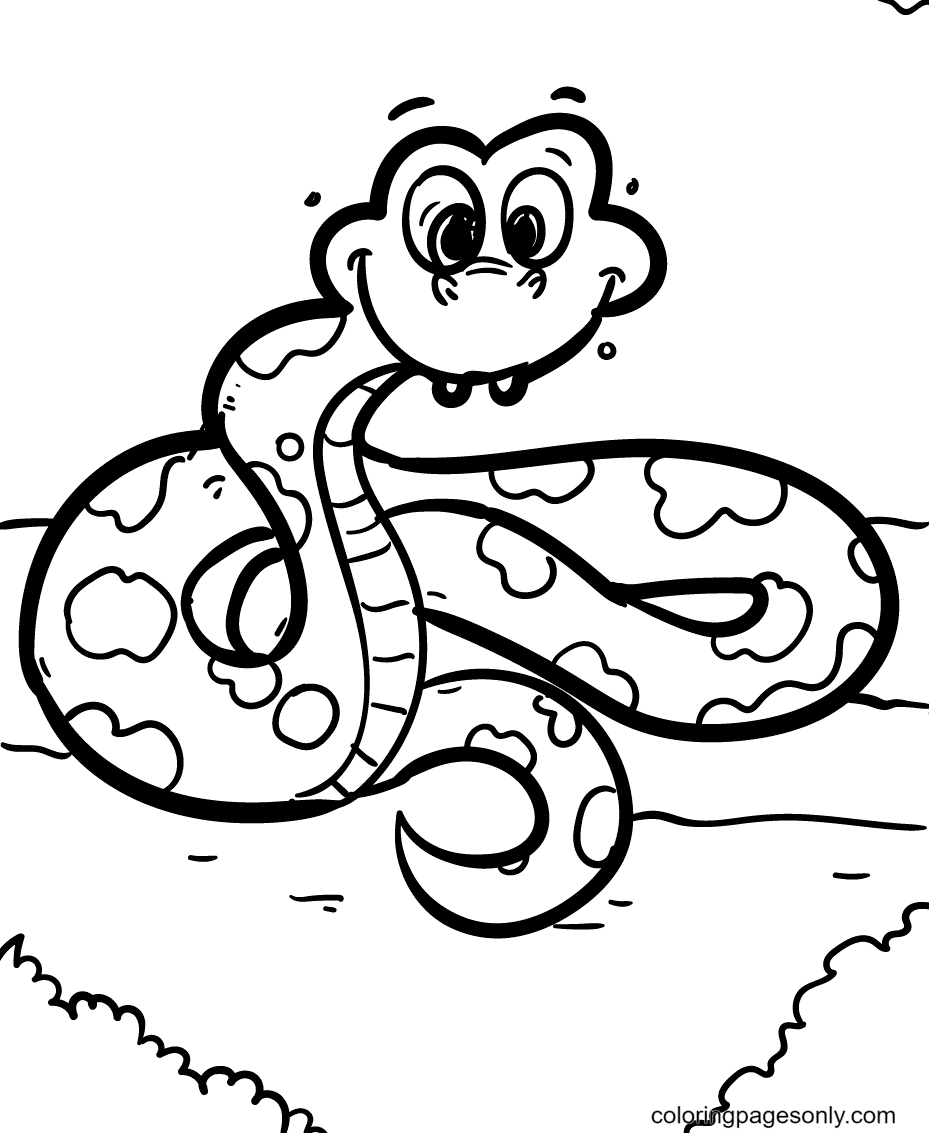 Snake with Big Eyes Coloring Page
