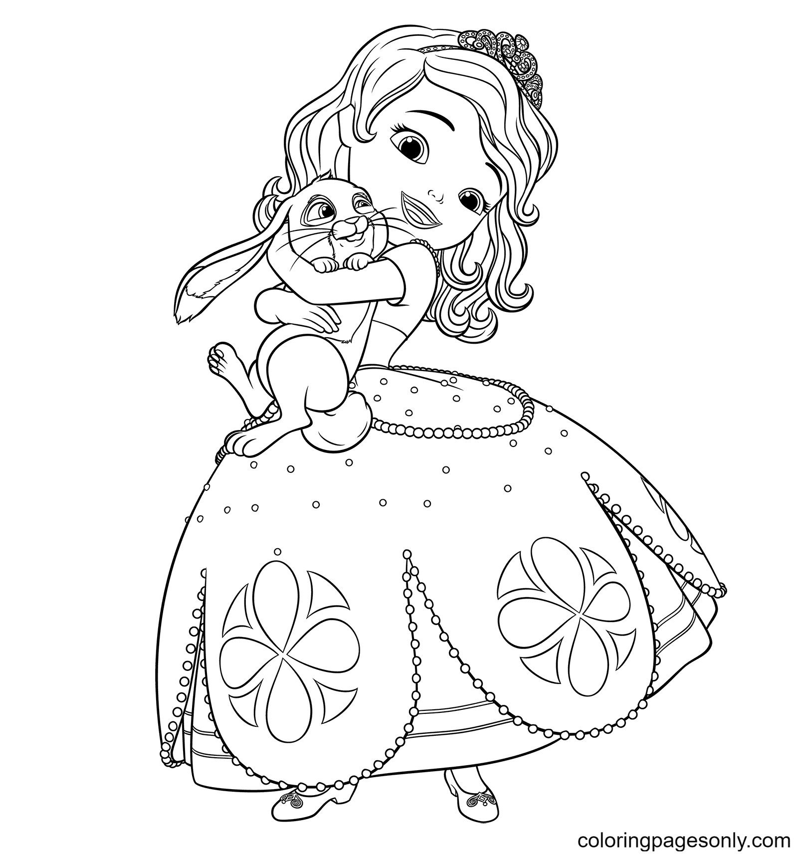 Sofia hugs Clover Coloring Page