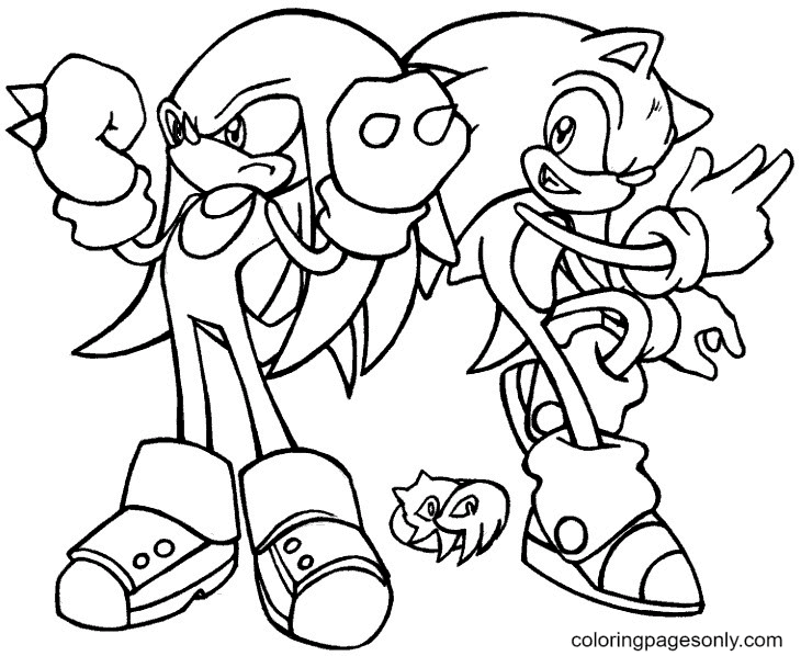 Sonic and Knuckles Coloring Page