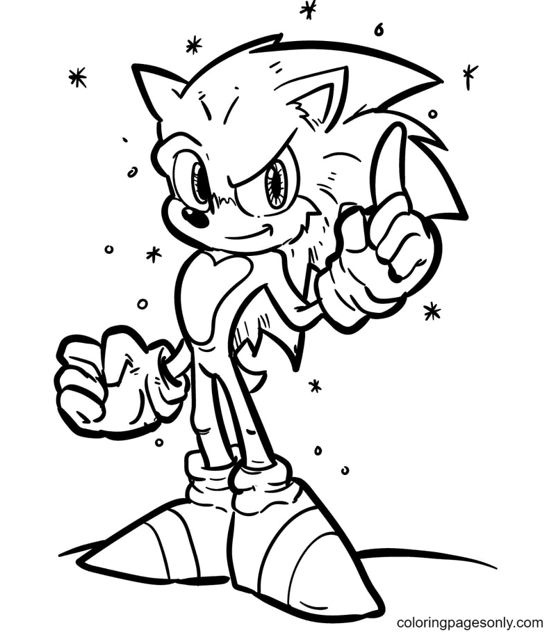 Sonic is Waggling His Finger Coloring Page