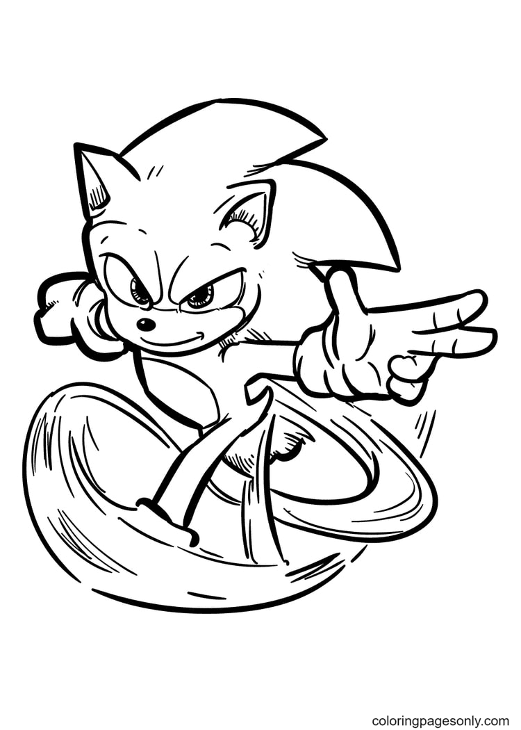 Sonic con la pagina da colorare super veloce