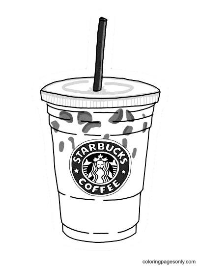 Página para colorir de copo de morango da Starbucks