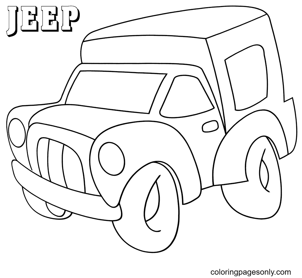 Pagina da colorare di Jeep alla moda