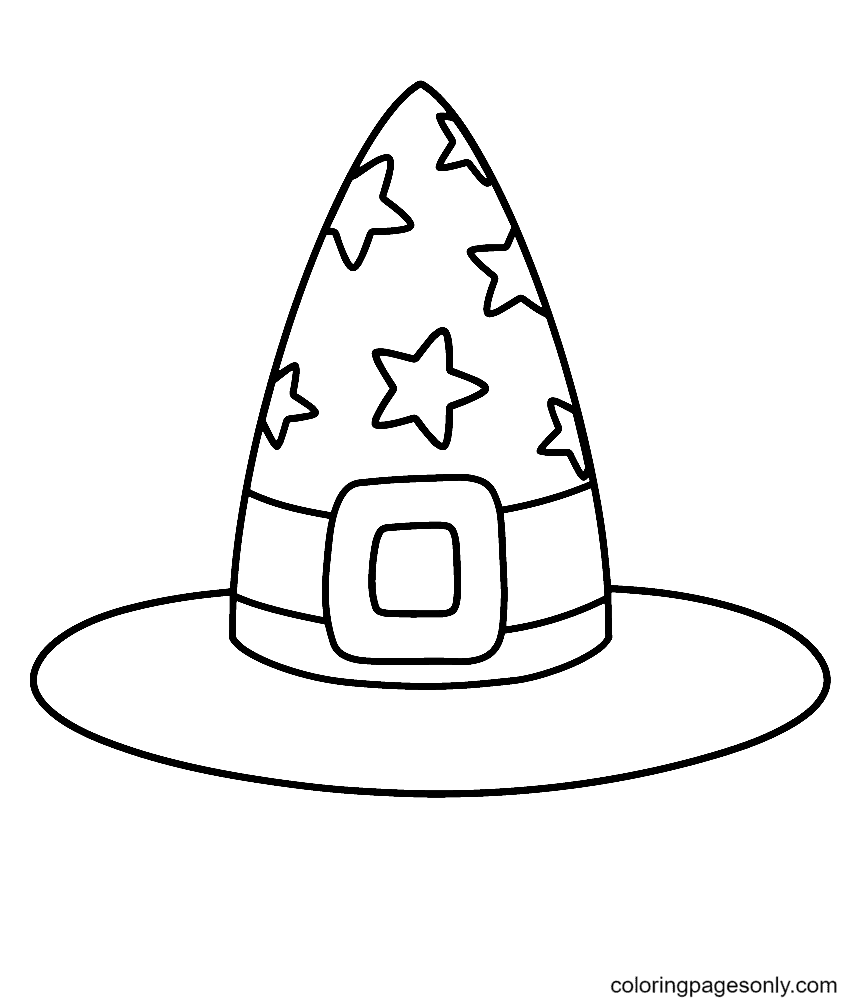Stylized Witch Hat With Stars Coloring Page