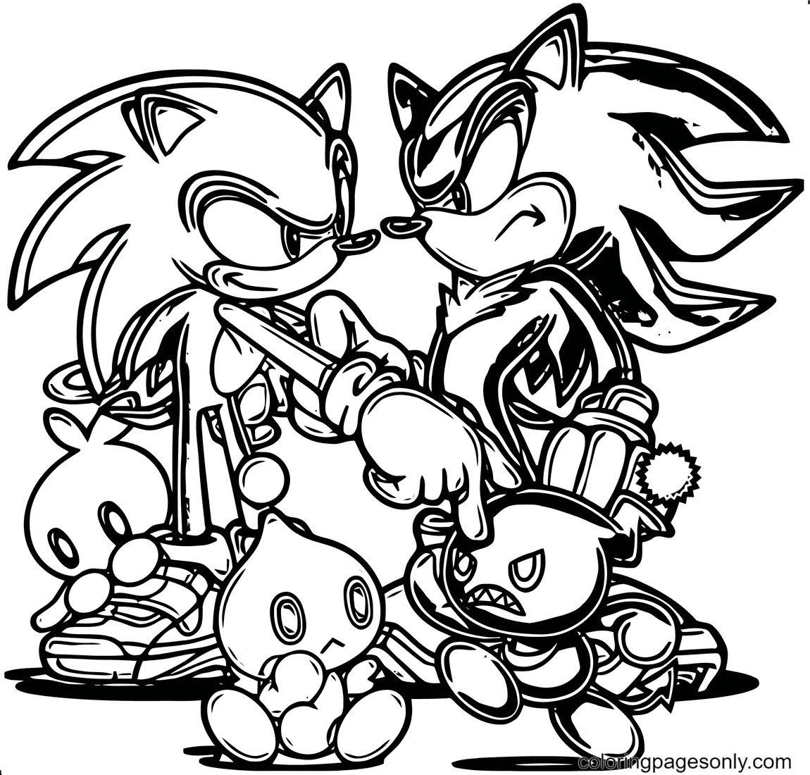 Sonic And Shadow Fighting Coloring Pages