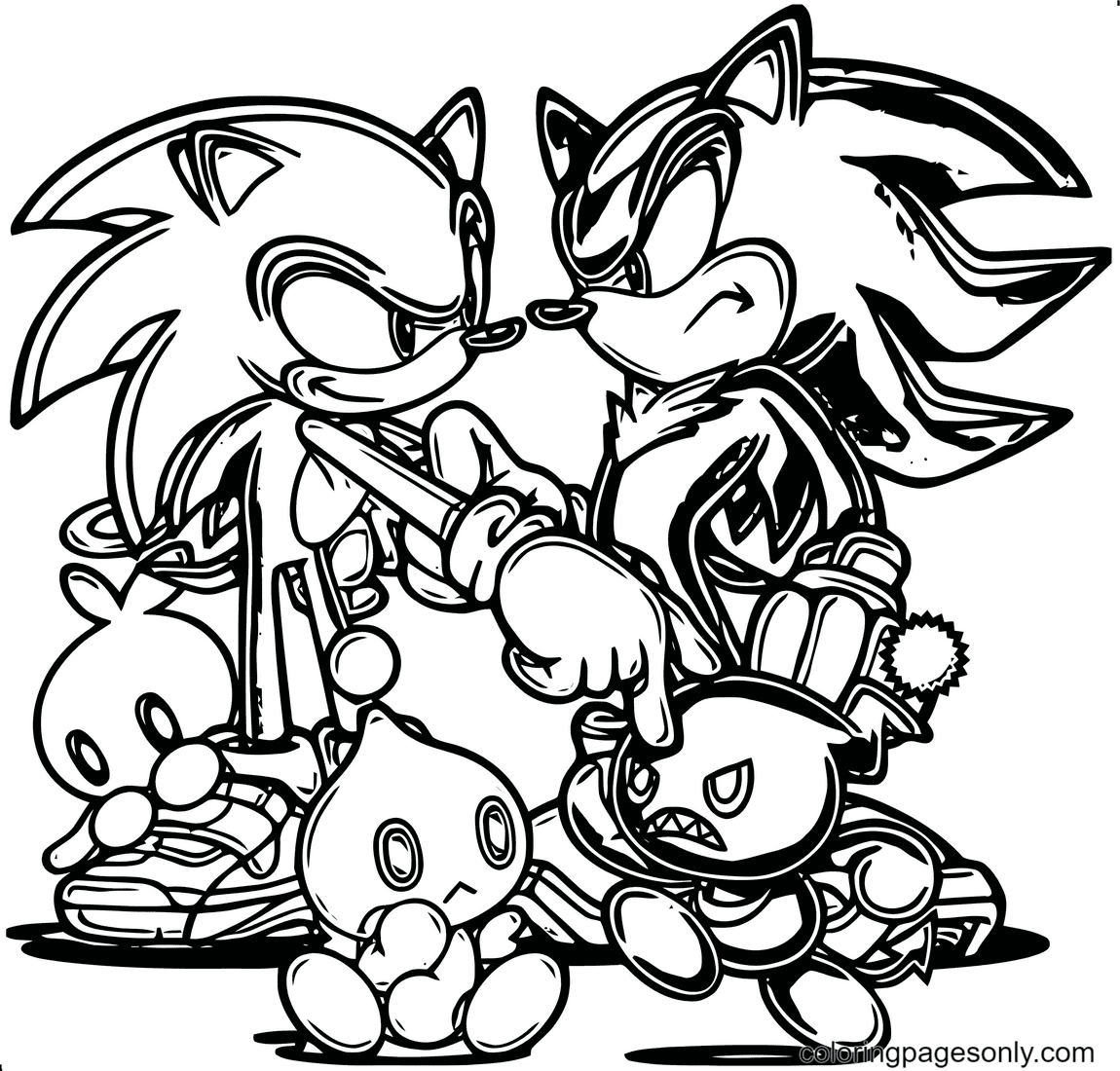 Sonic And Shadow Coloring Page - Free Printable Templates