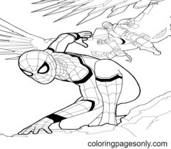 Раскраска Супергерой Человек-Паук Возвращение Домой