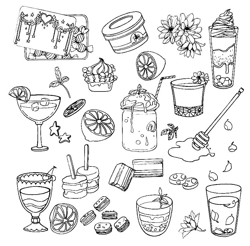 Sweets Aesthetics Coloring Page