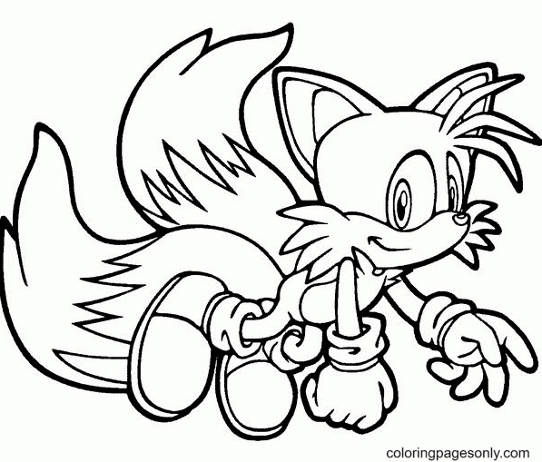 Tails está voando página para colorir