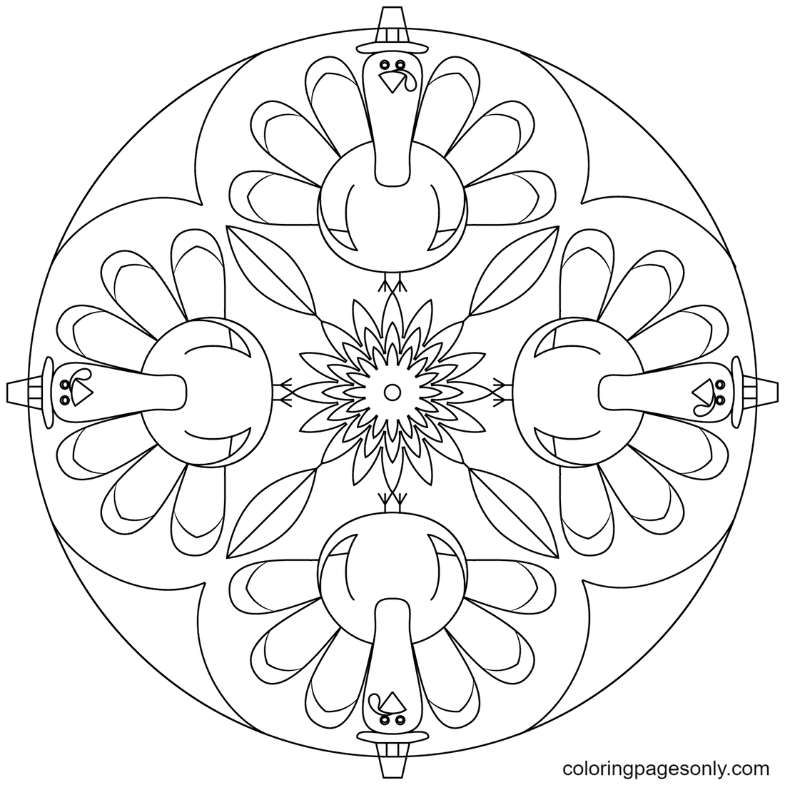 Coloriage Mandala de Thanksgiving