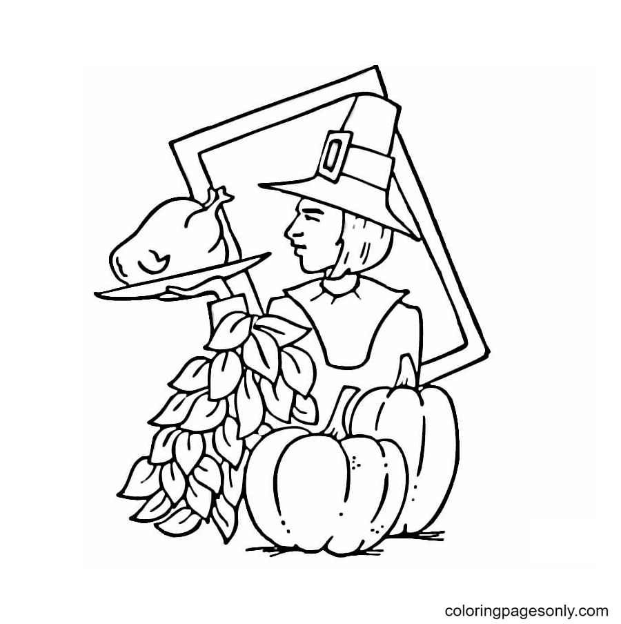 Thanksgiving Pilgrim Printable Coloring Pages