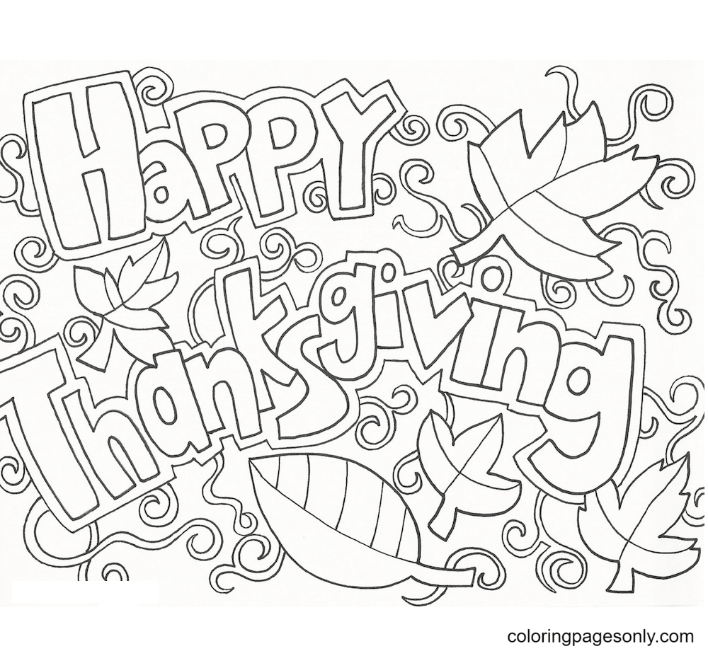 Página para colorir para imprimir de Ação de Graças