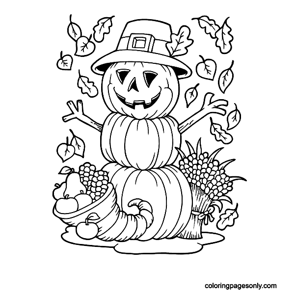 Thanksgiving Pumpkin Scarecrow Coloring Pages