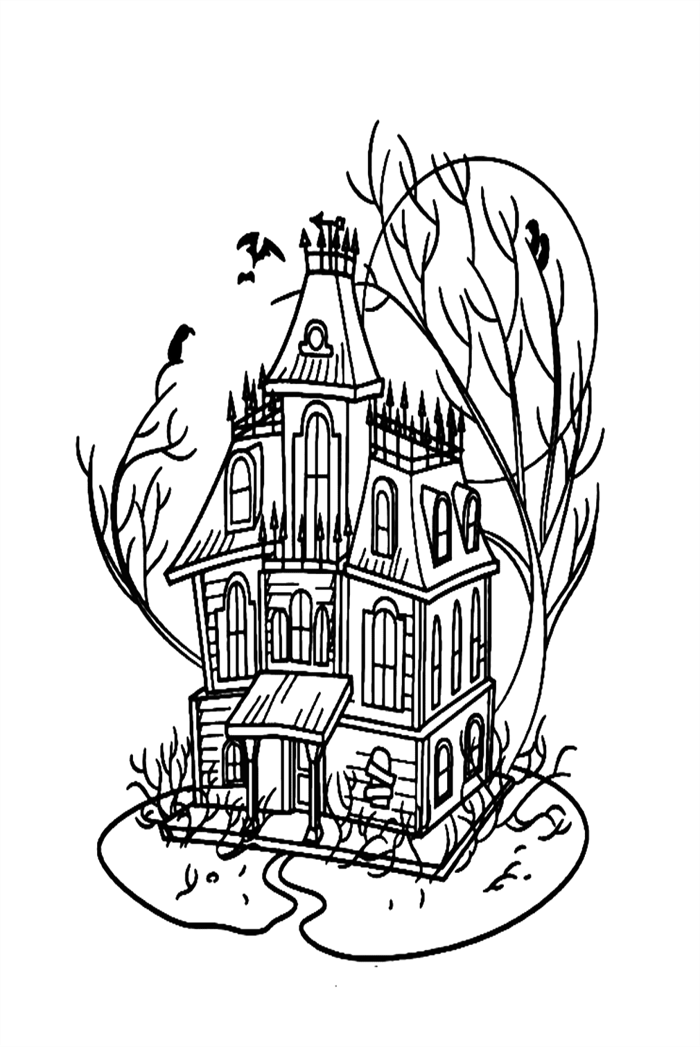 The Haunted House Coloring Pages
