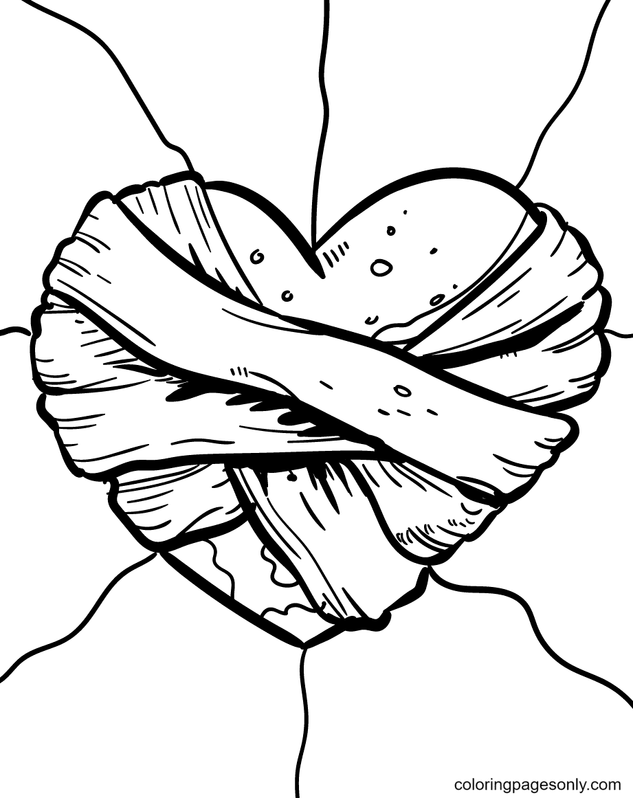 The Heart is Bandaged Coloring Page