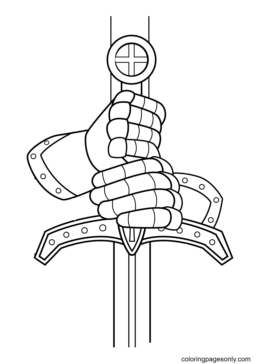 The Knight's Hand Grasps The Sword Coloring Pages