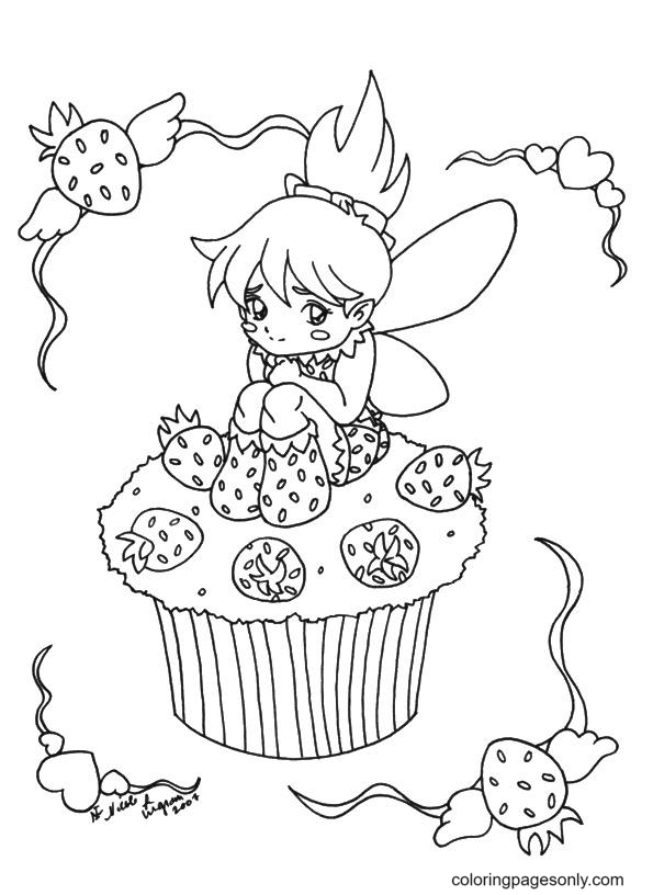 The Little Fairy Cupcake Coloring Page