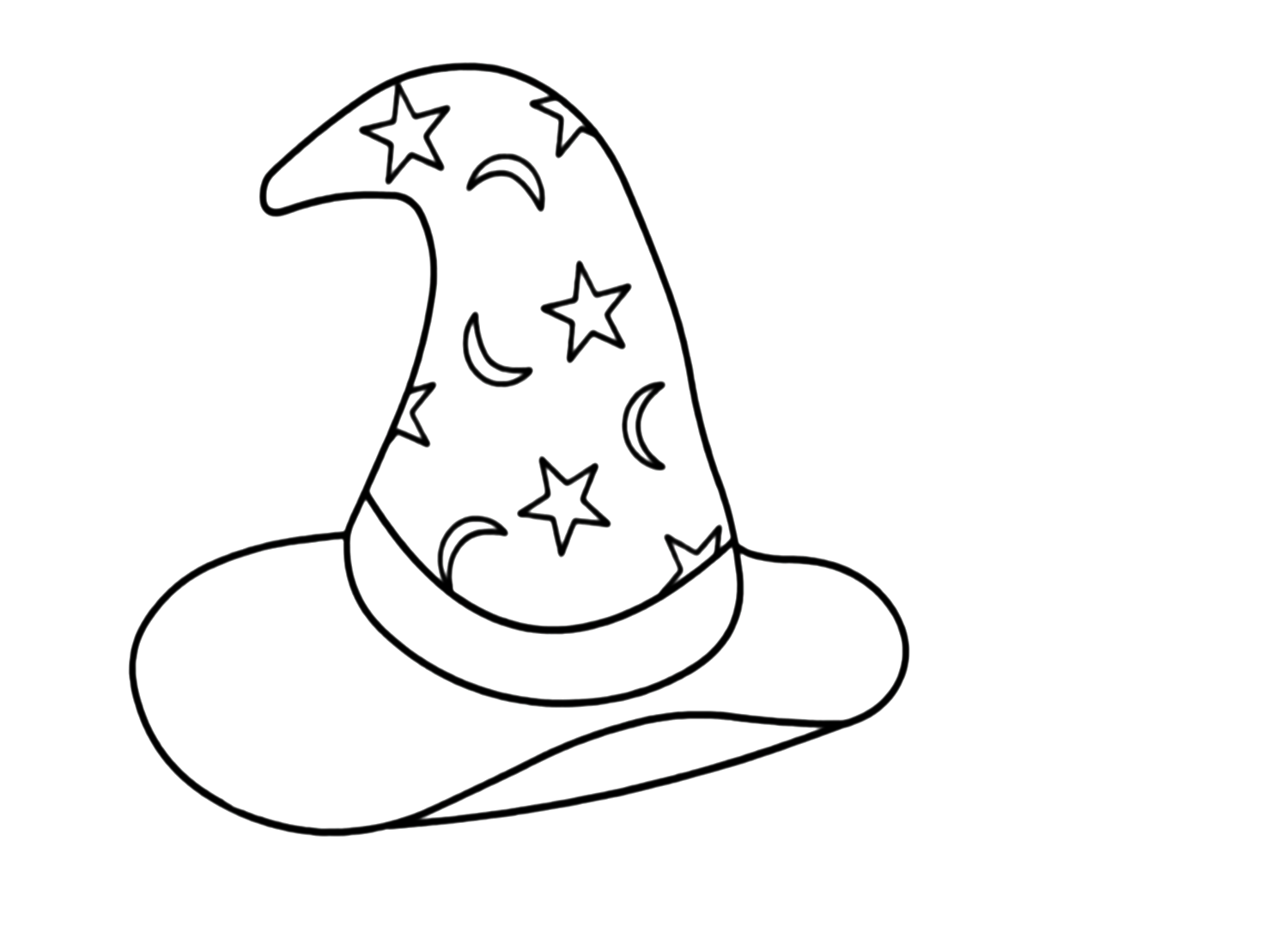 The Moon And Stars Are Drawn On The Hat Coloring Pages