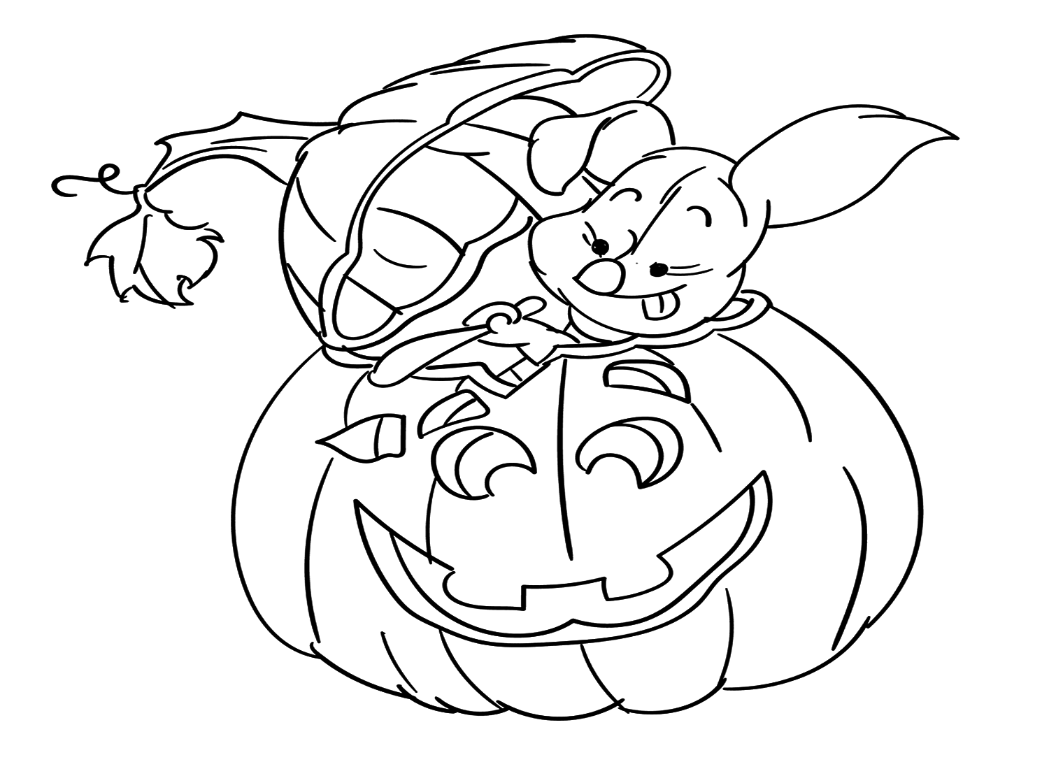 The Piglet Carving Halloween Pumpkin Coloring Pages