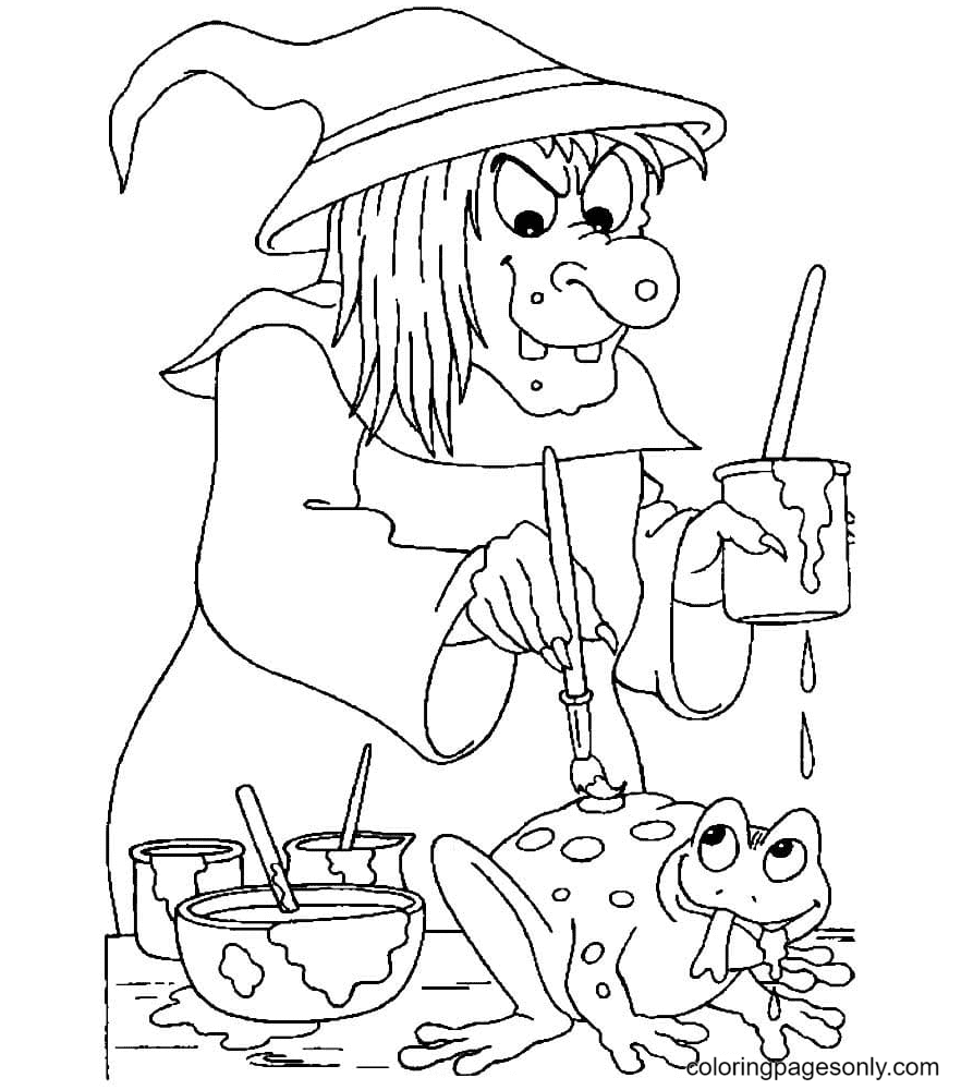 The Wicked Witch And The Frog Coloring Page