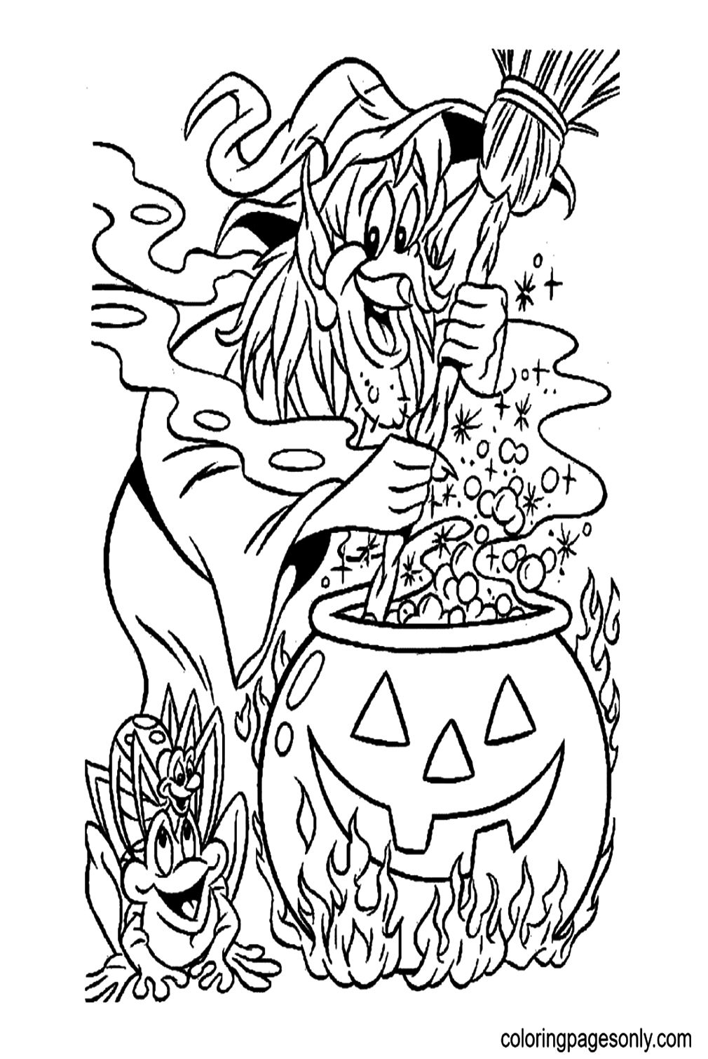 Hello Kitty Halloween Witch Coloring Page - Halloween Hello Kitty ...