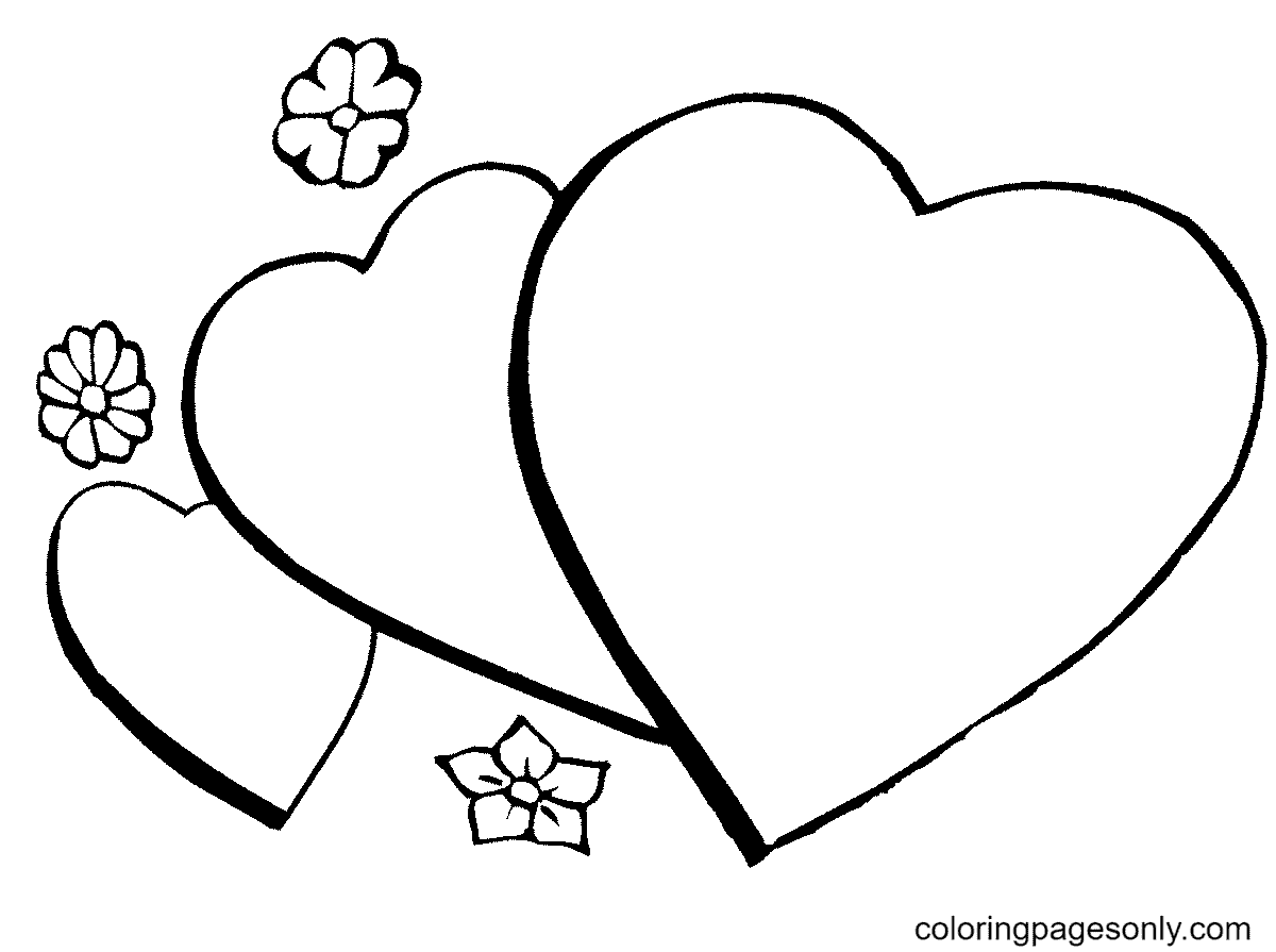 Three Hearts Coloring Page