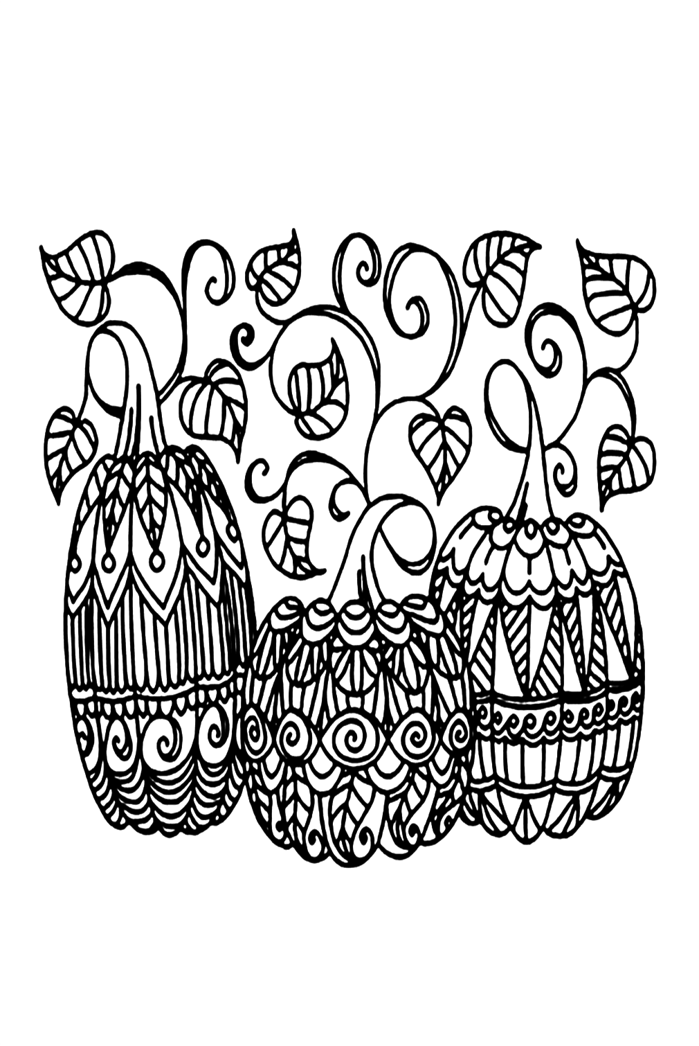 Three Halloween Pumpkins Coloring Pages