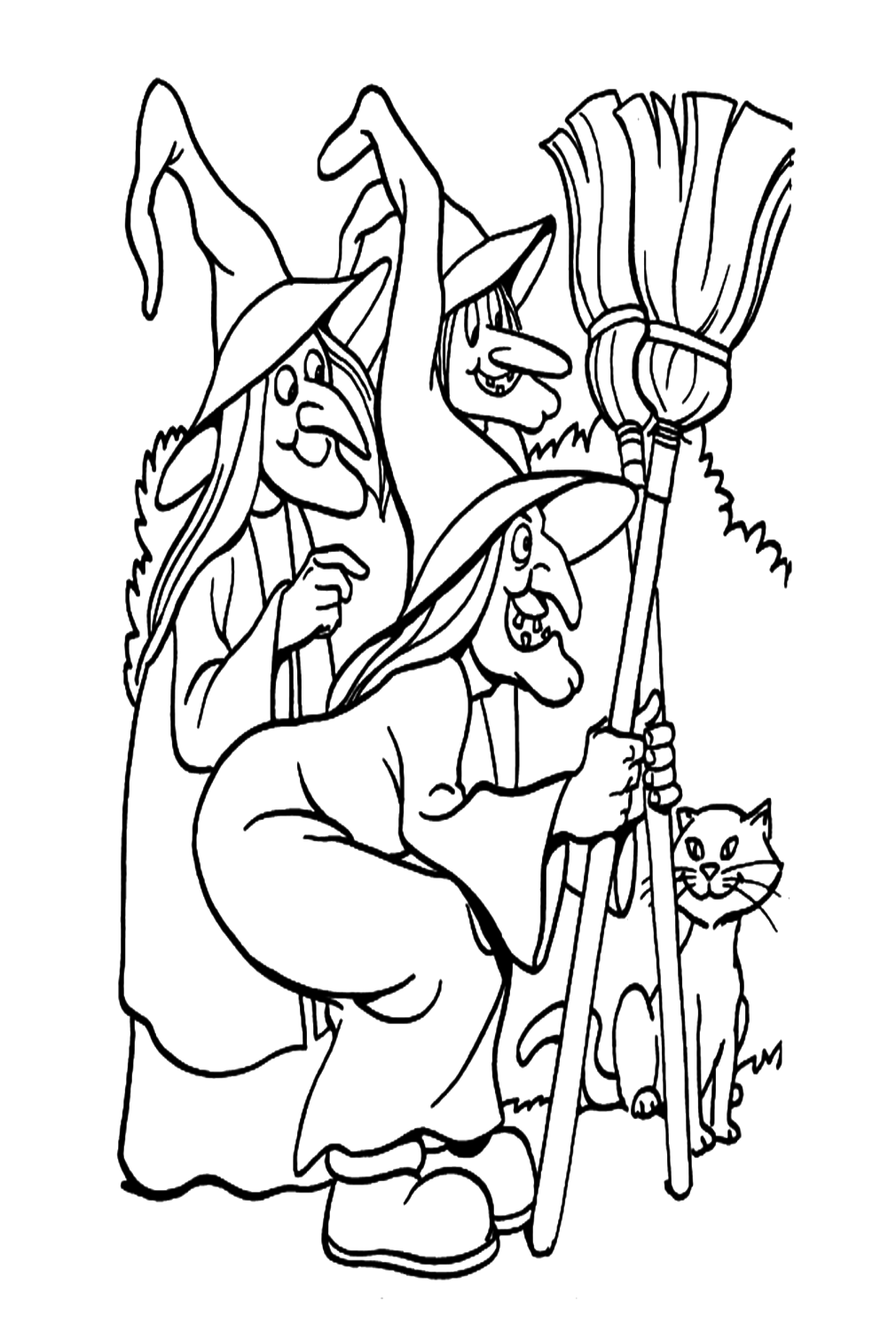Three Ugly Witches Coloring Pages