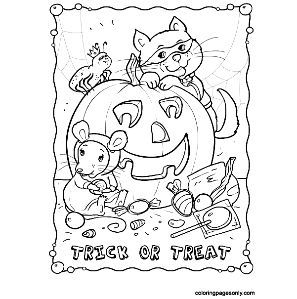 Trick or Treat October Coloring Pages