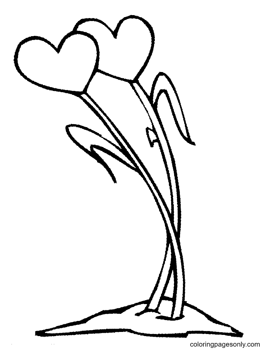 Two Flowers in Love Coloring Page