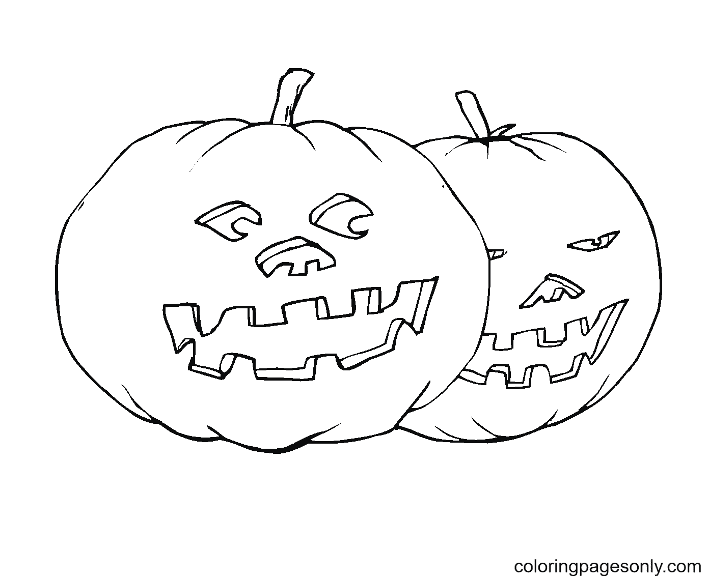 Two Pumpkins Coloring Page