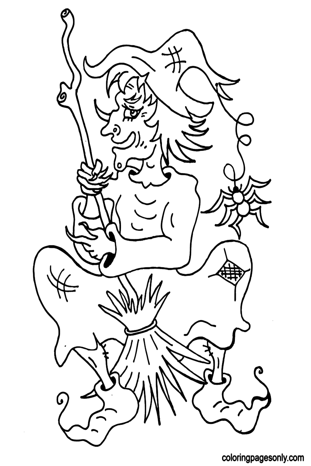 Ugly and Evil Witch Coloring Page