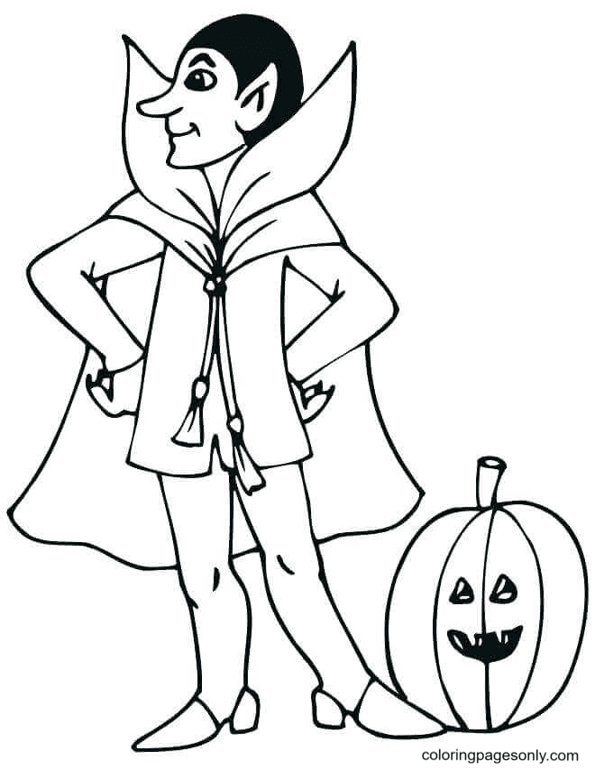Vampire And Pumpkin Coloring Pages