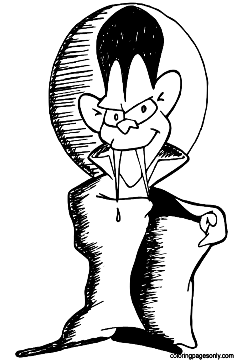Vampire With Two Long Pointed Teeth Coloring Pages